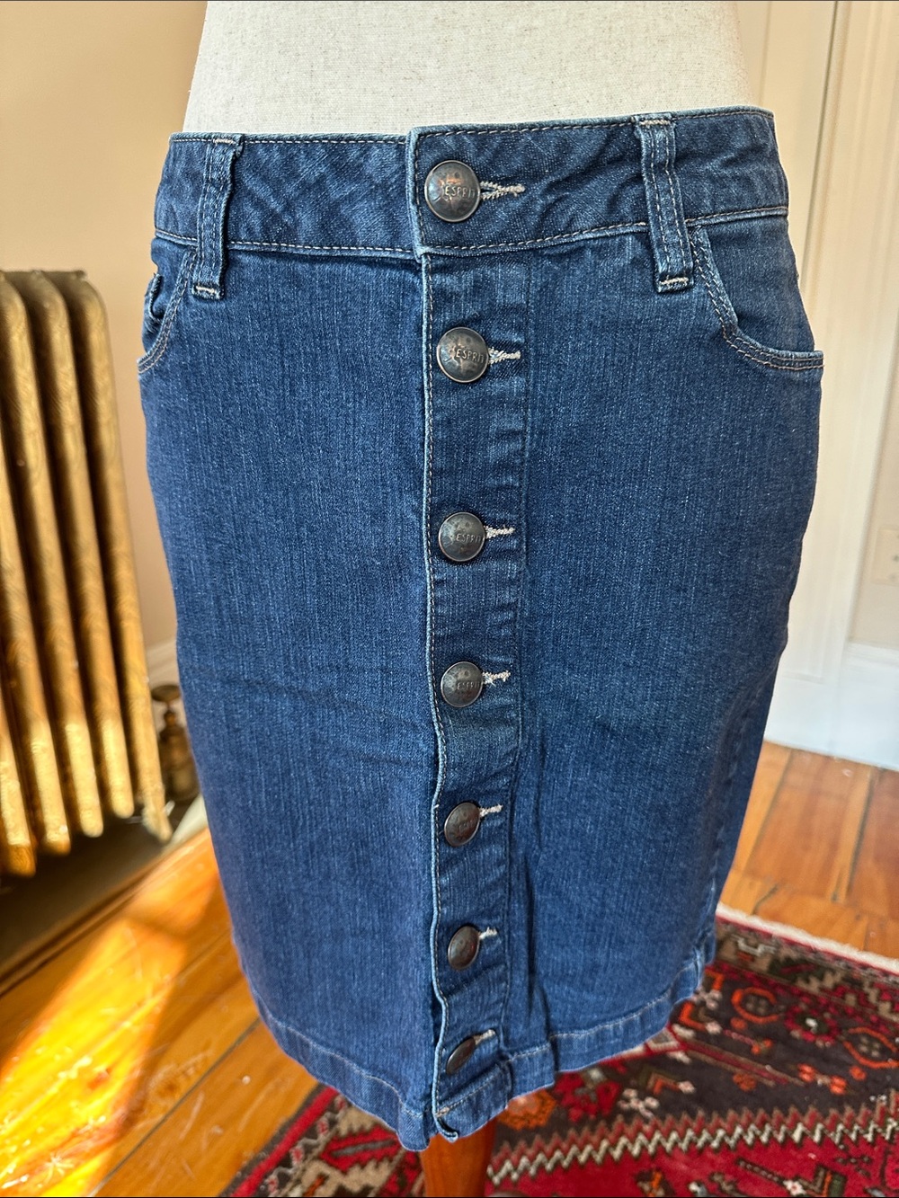 Esprit Button Front Denim Pencil Skirt